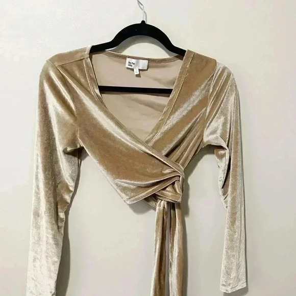5/$25 🎀 By the Way Revolve Golden Velvet Wrap Crop  Top S - Picture 2 of 6